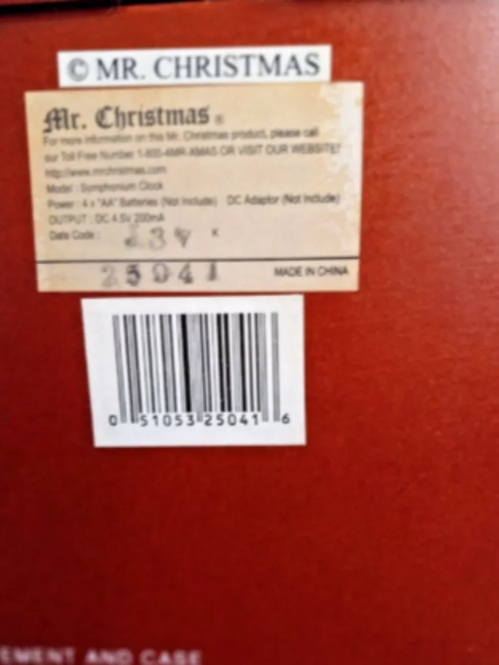 Mr Christmas Symphonium Musical Mantel Clock Music Box Discs Adapter Works Video